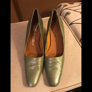 Lisa Nading Misty Green Leather Pumps, Gentle wear
